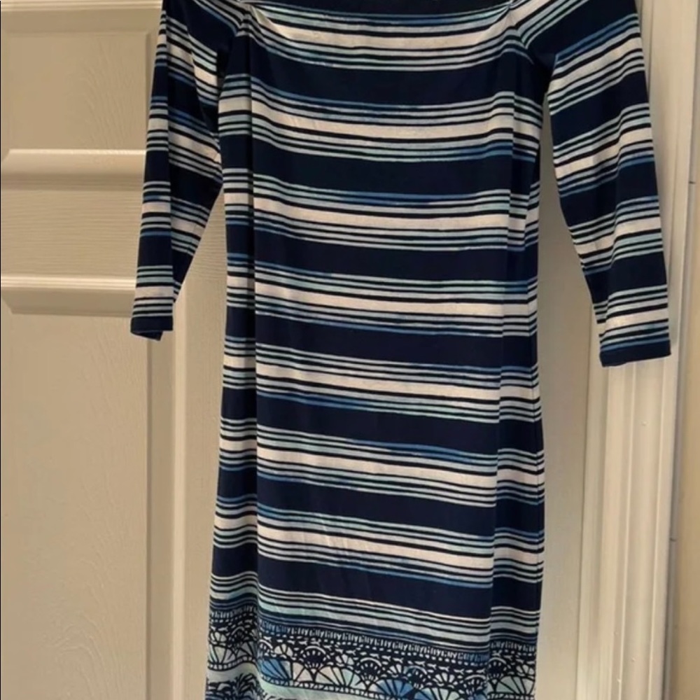 Lilly Pulitzer XS Off Shoulder stripped Engineered Dress